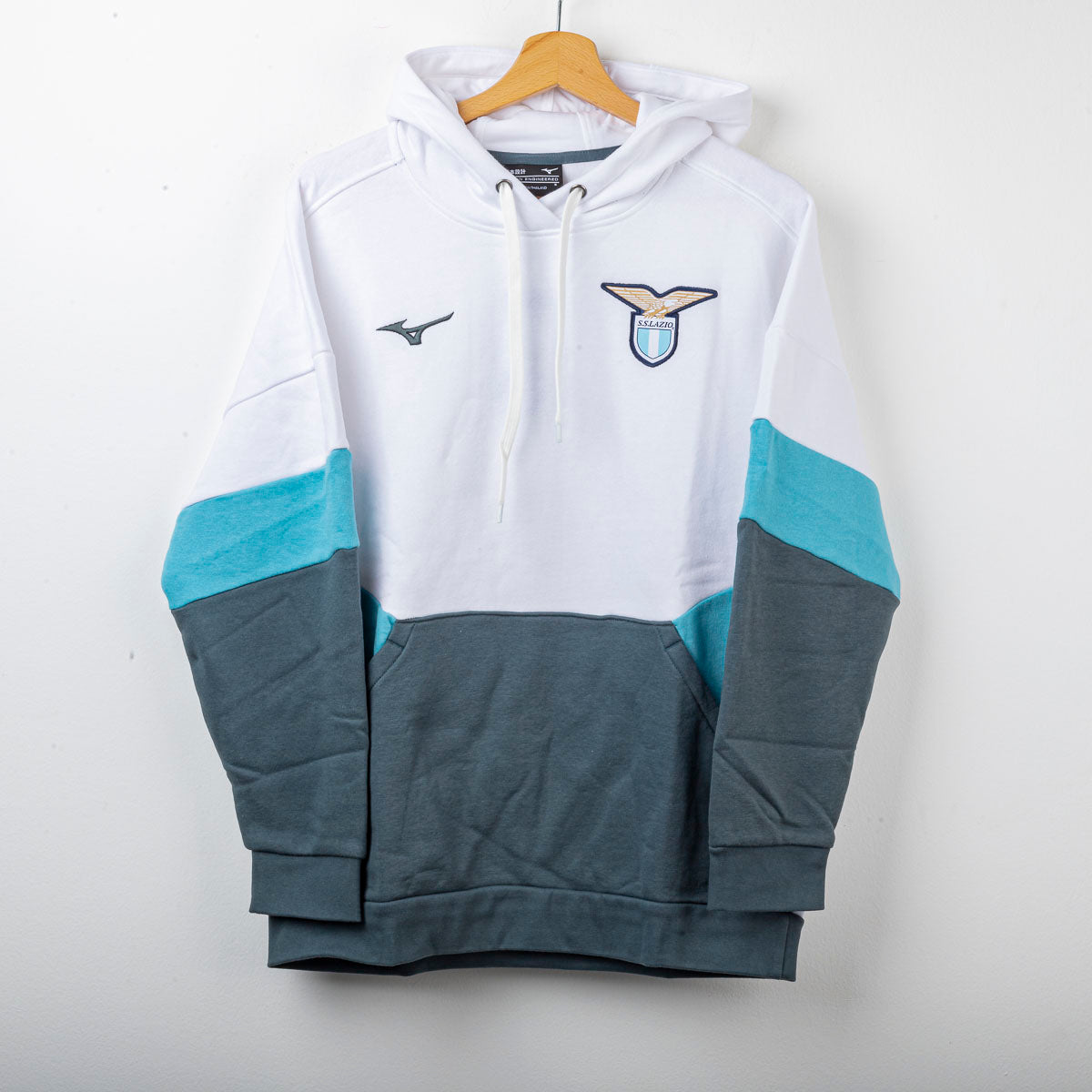 Felpa Cappuccio Bianca e Grigia Lazio Mizuno 2025/2026
