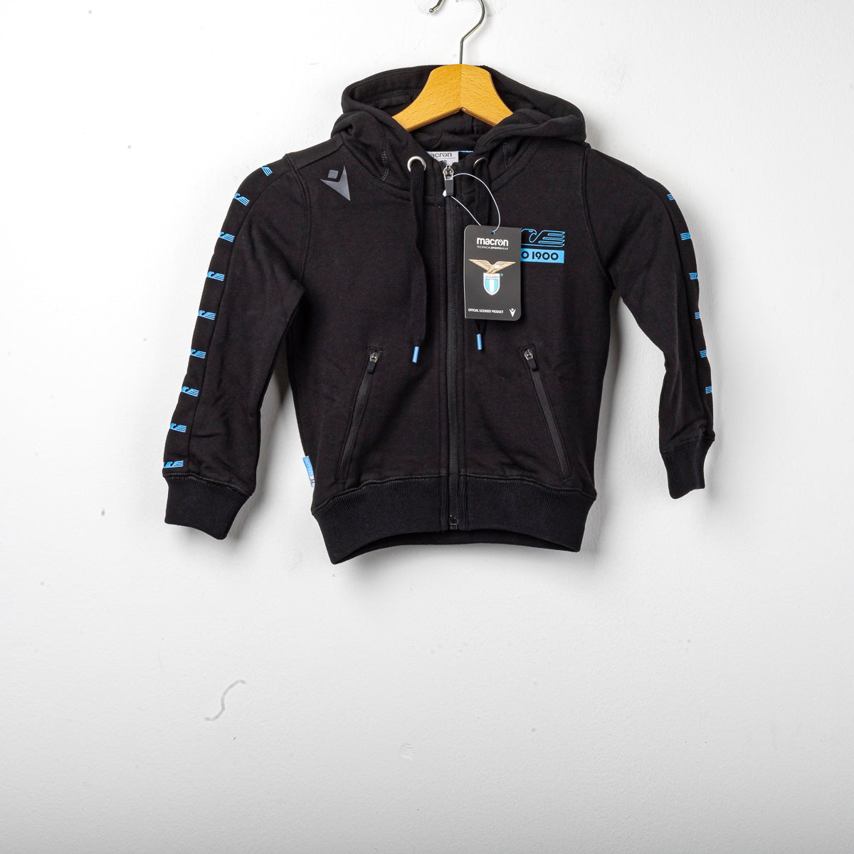 Felpa bambino Lazio nera full zip con cappuccio 2019/2020