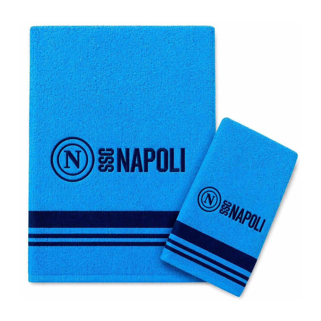 Set Spugna Asciugamani 1+1 Ssc Napoli Azzurro