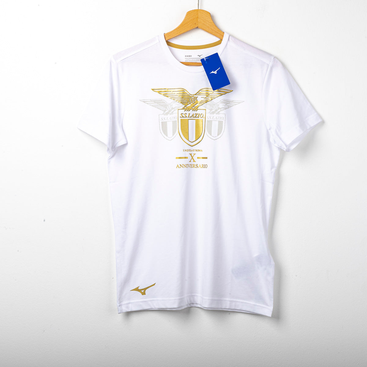 t-shirt lazio special bianca oro