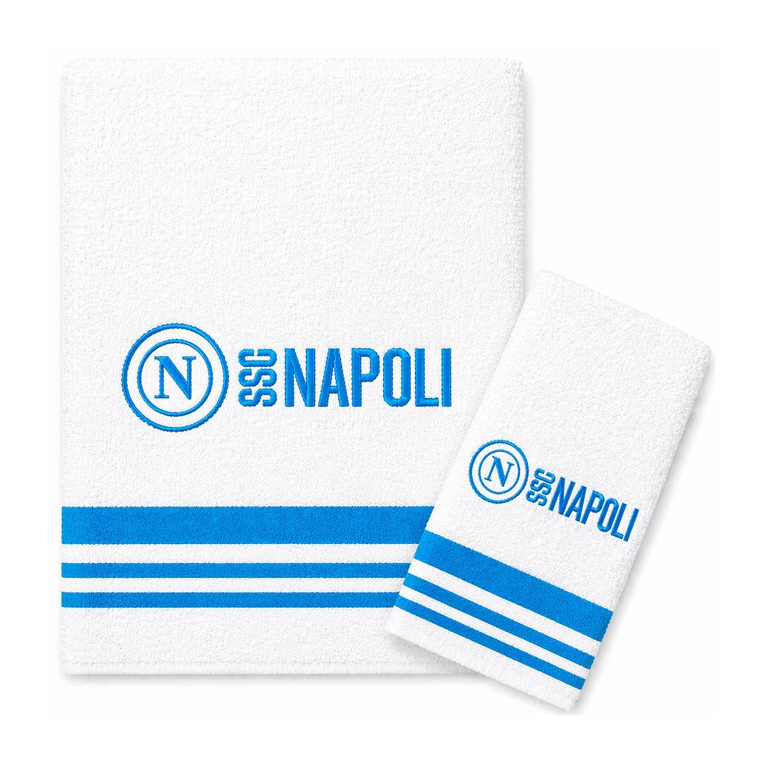 Set Spugna Asciugamani 1+1 Ssc Napoli Bianco