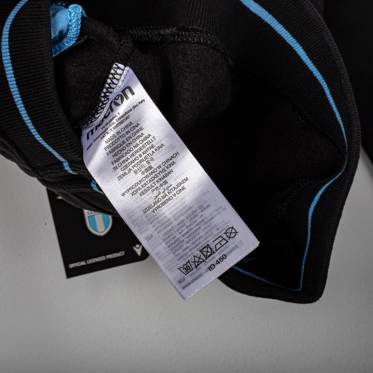Felpa Lazio Macron Bambino Full Zip Nera 2020/2021