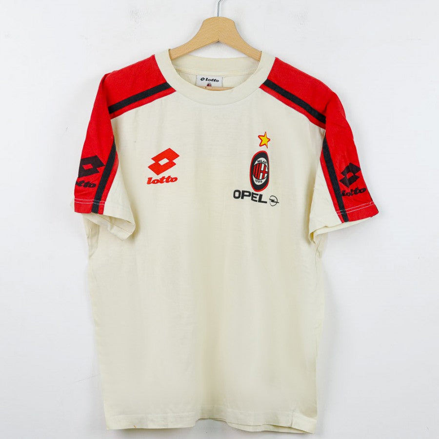 Maillot AC Milan Lotto Opel 1997/1998 - Taille M - Blanc - Occasion - Collector Football