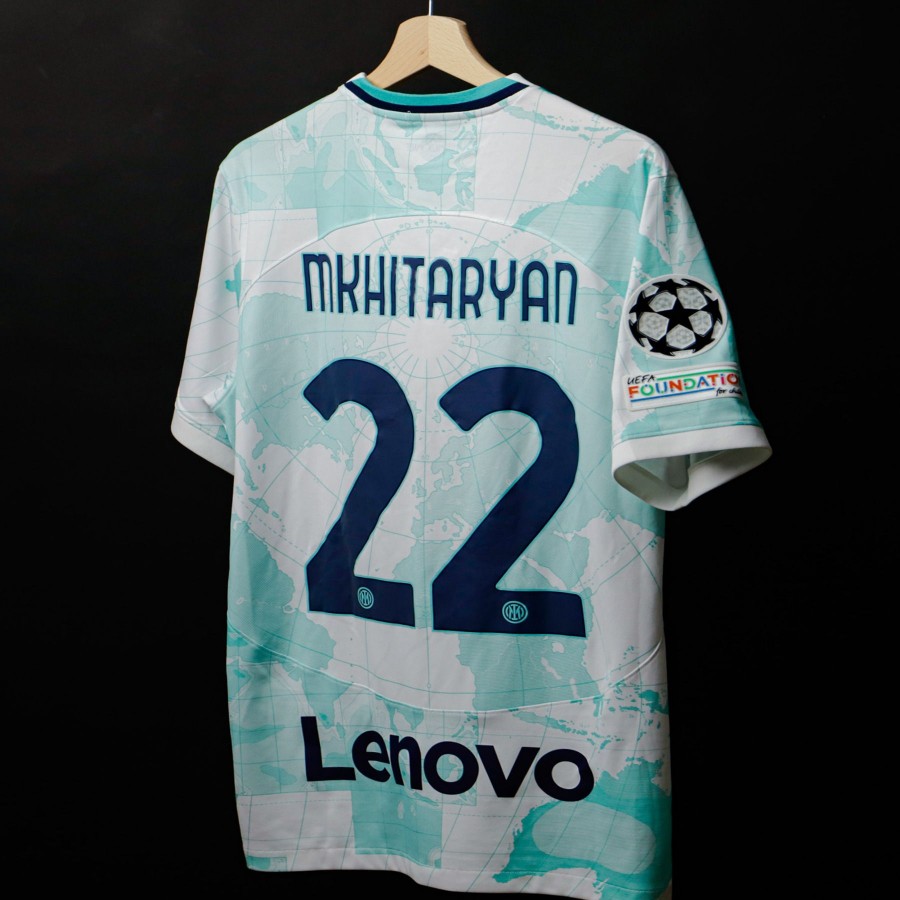 Nike Inter Milan Henrikh Mkhitaryan Away Jersey w/ Champions League + Copa  Italia Patches 23/24 (White/Lyon Blue)