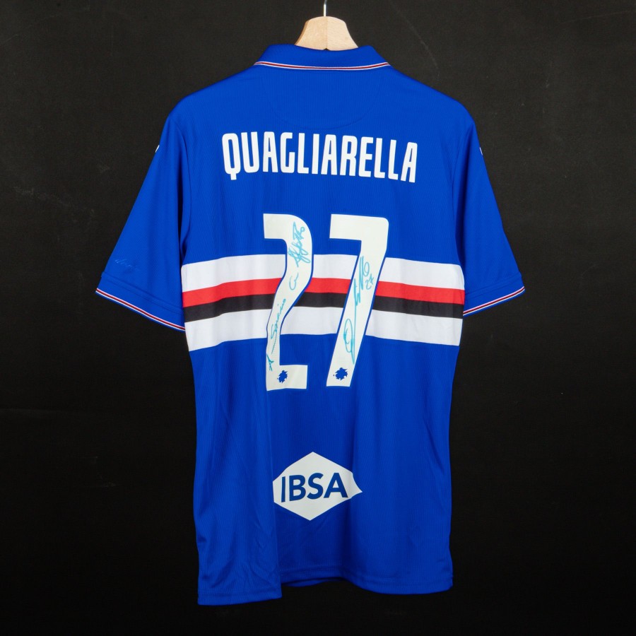 maglia home sampdoria joma quagliarella 27 2019 2020 autografata