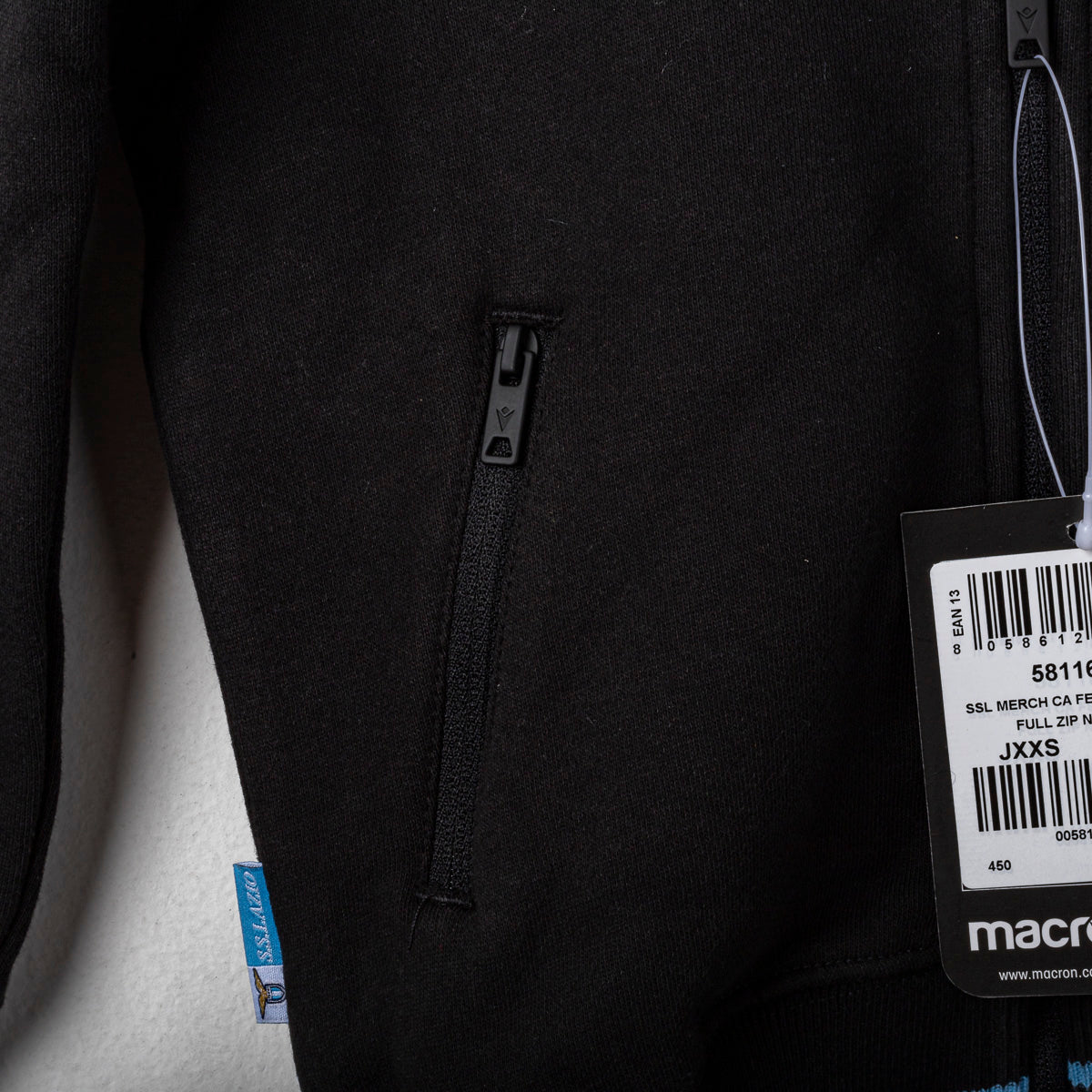 Felpa Lazio Macron Bambino Full Zip Nera 2020/2021