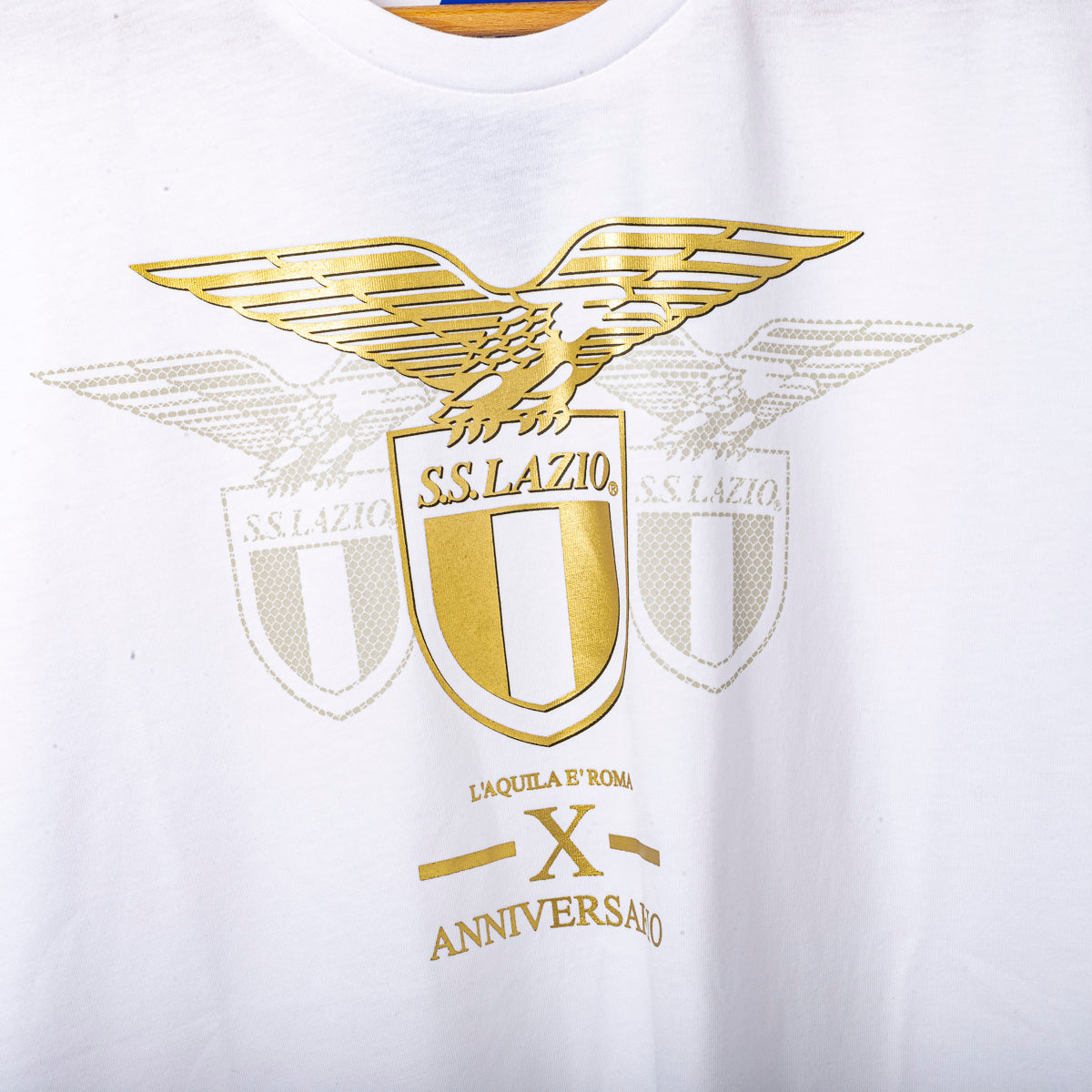 t-shirt lazio special bianca oro