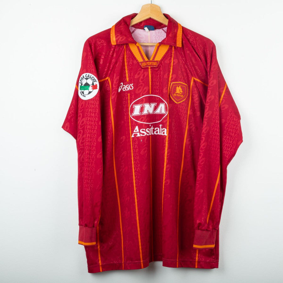正規品　1996-97 アシックス ローマ　イタリア製　リーガカルチョパッチ Roma Asics Trotta 2 1995/1996 Home Shirt