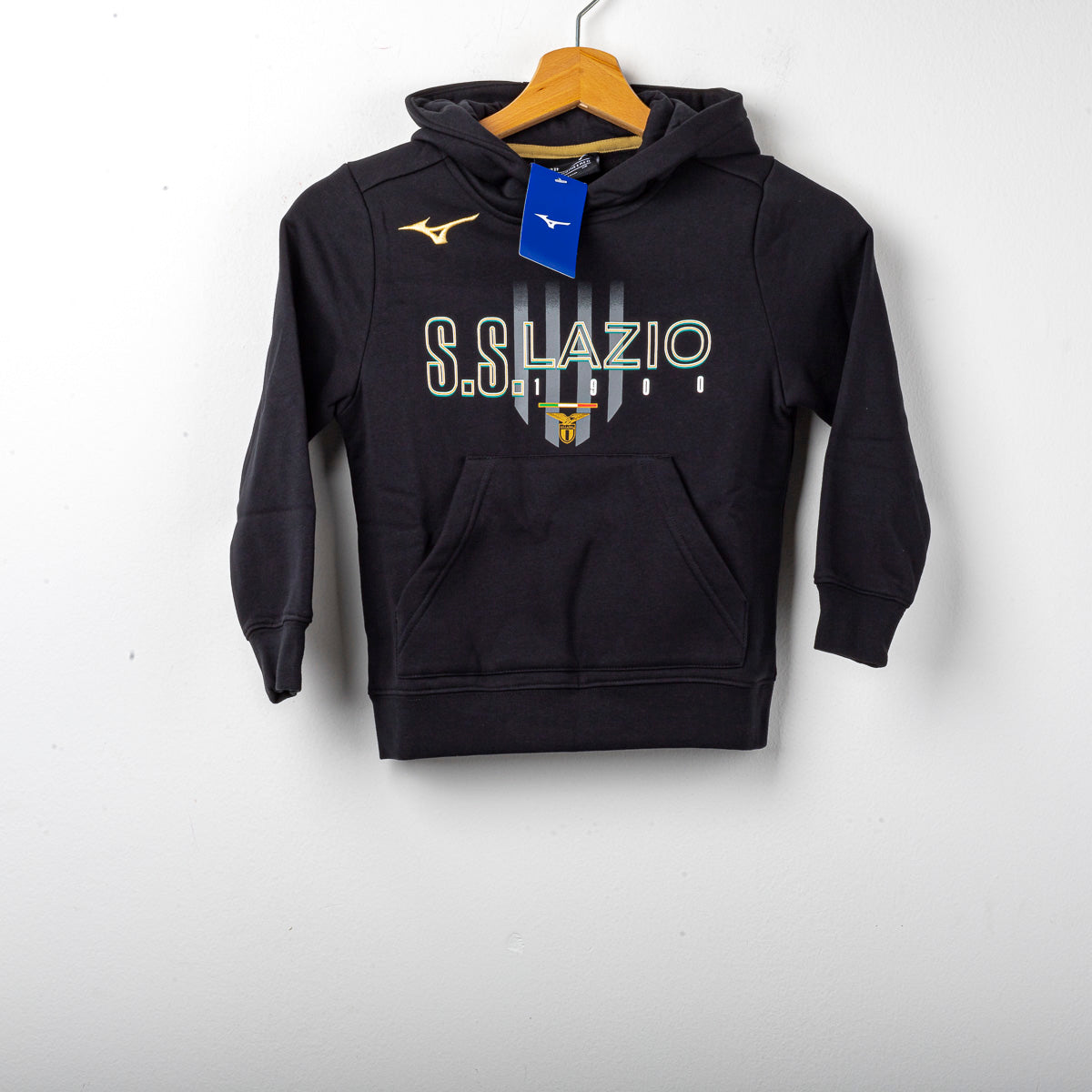 Felpa con Cappuccio Bambino SS Lazio Mizuno Nera 2023/2024