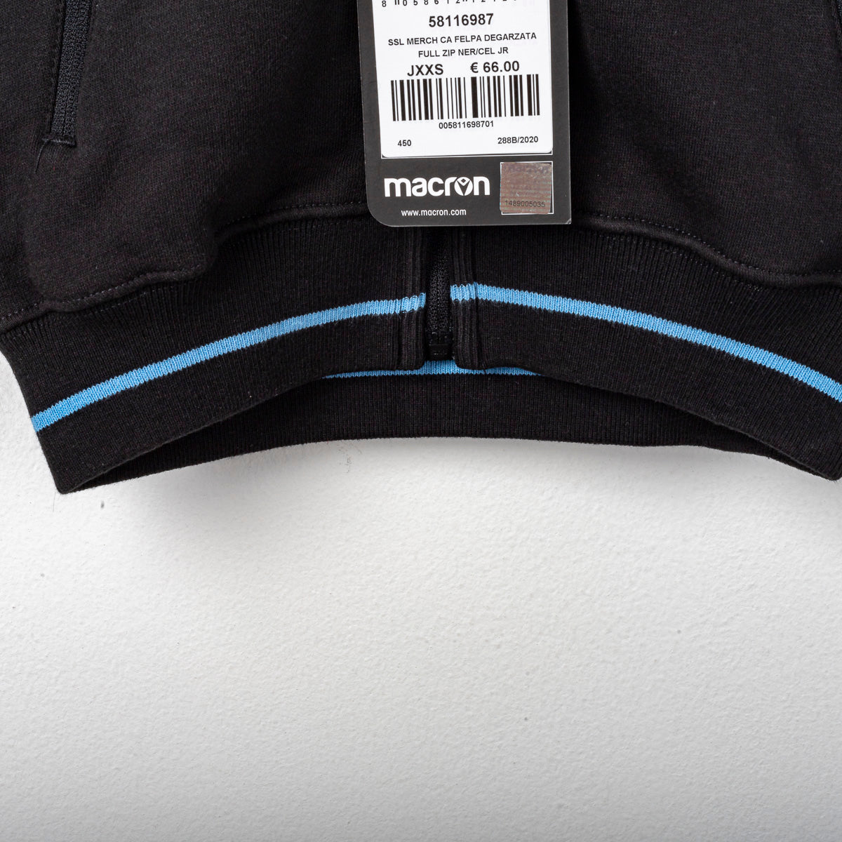 Felpa Lazio Macron Bambino Full Zip Nera 2020/2021